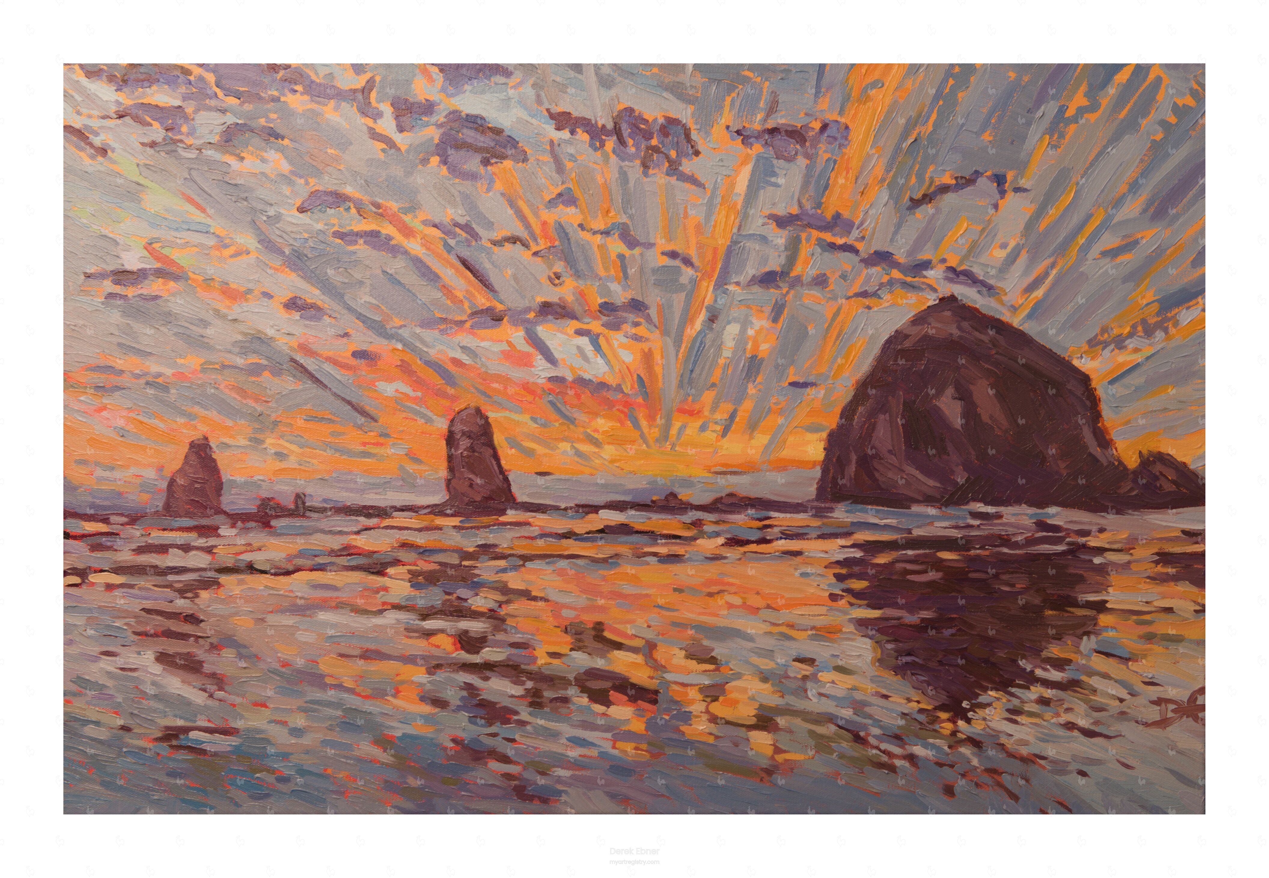 Haystack Rock Sunset Rays #936,684