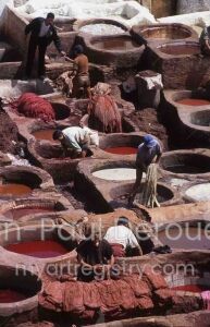Morocco, Fez, leather color bath