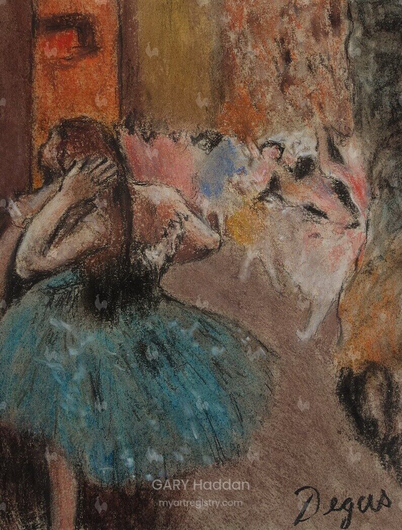Two Ballerina Dancers Behind Curtain