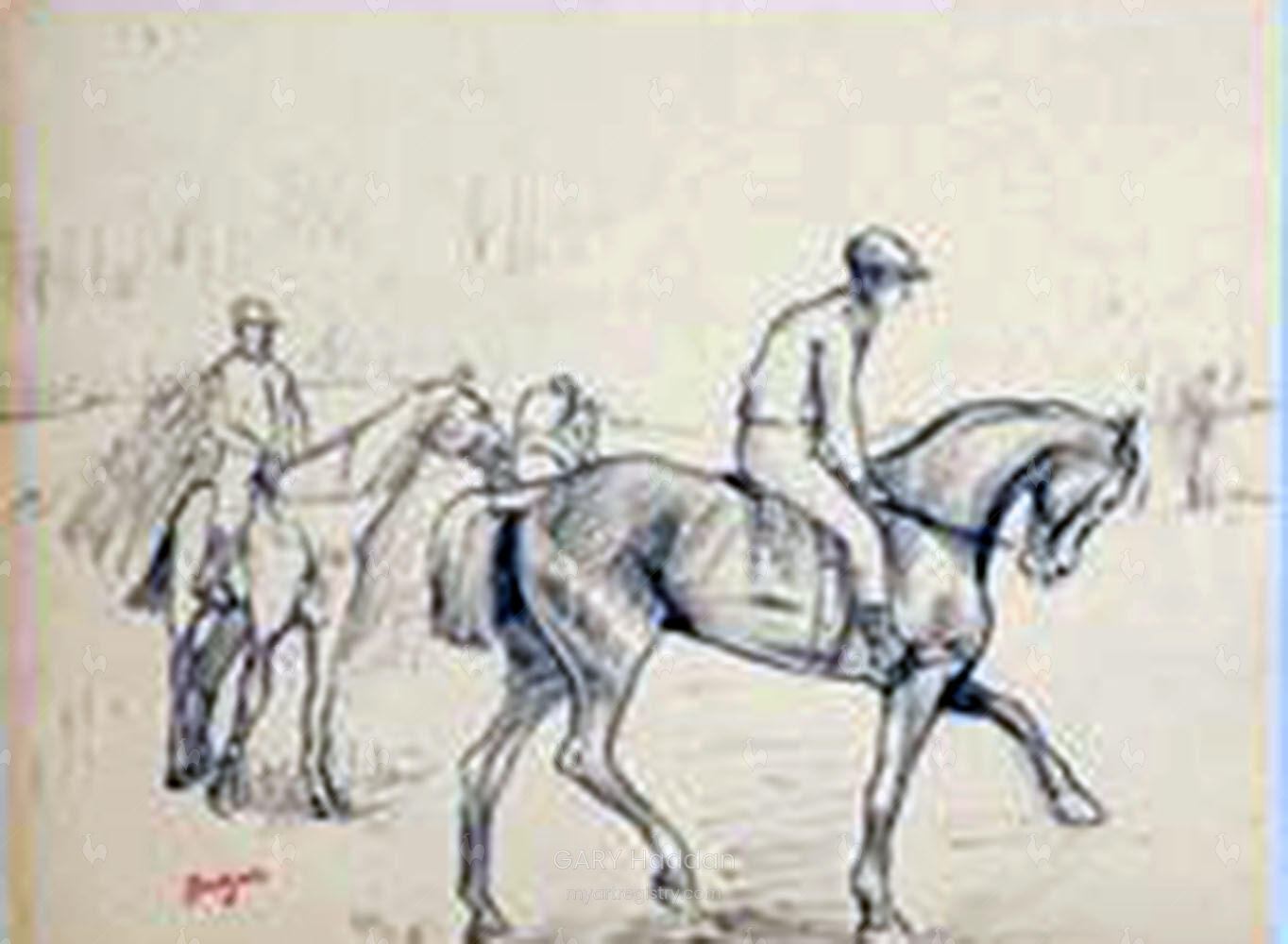 Three Jockeys on Horseback