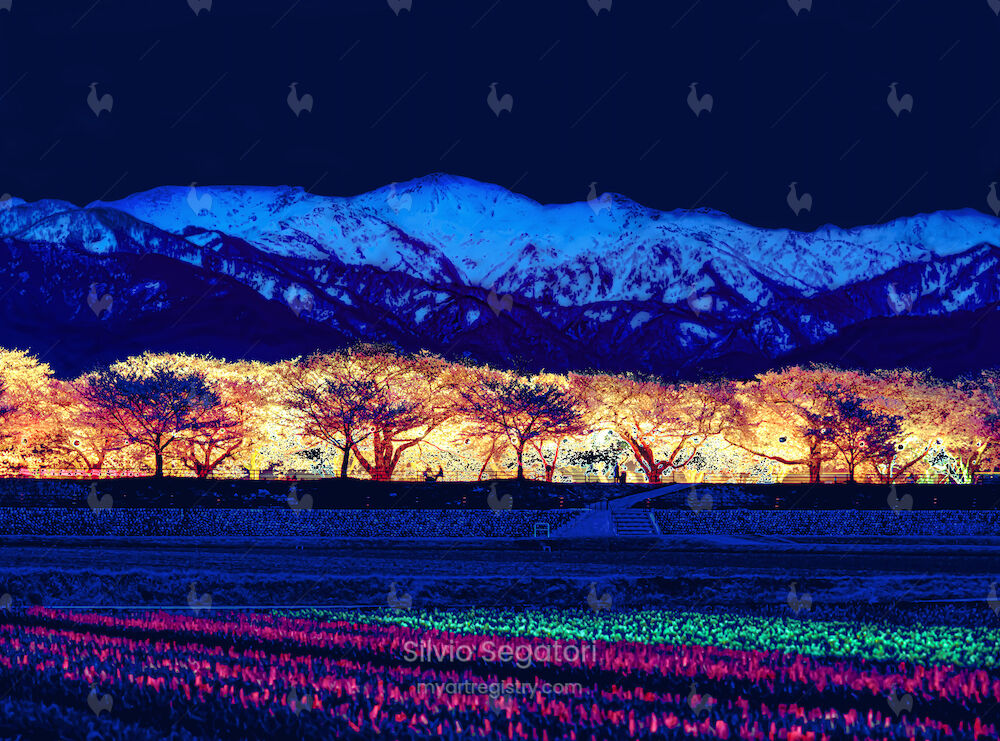 夜桜 Cherry blossoms at night