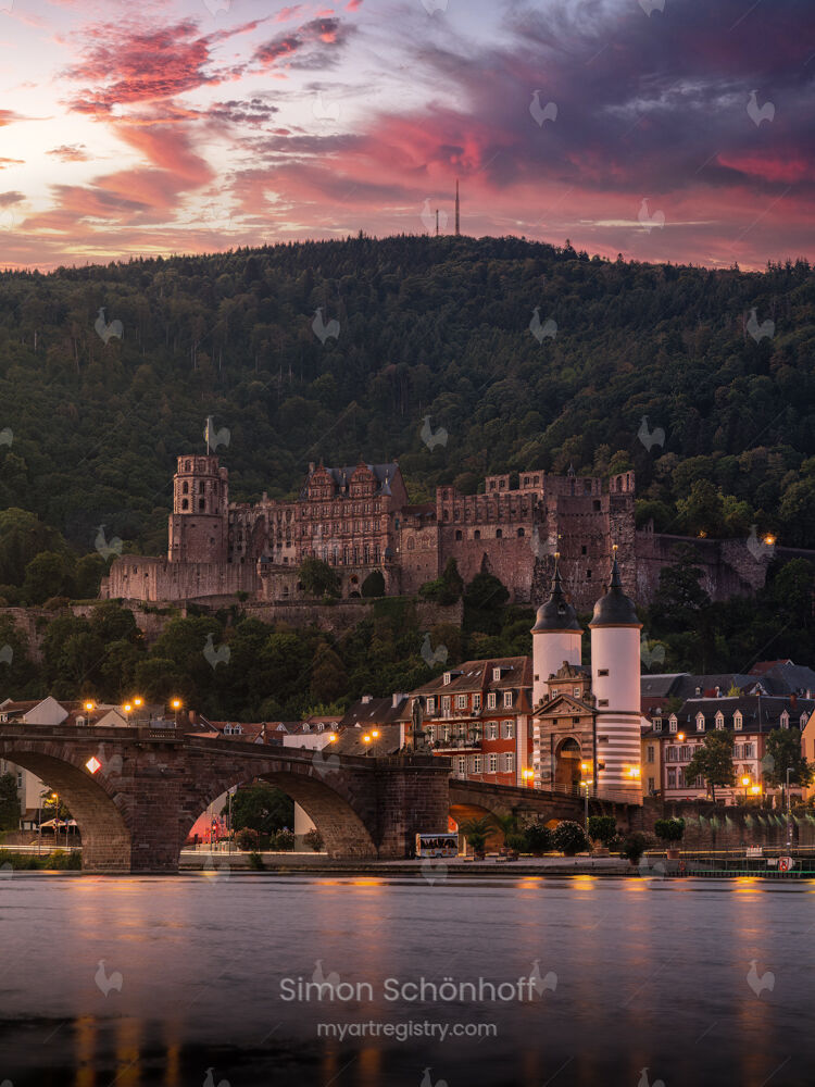 Morgenrot über Schloss Heidelberg