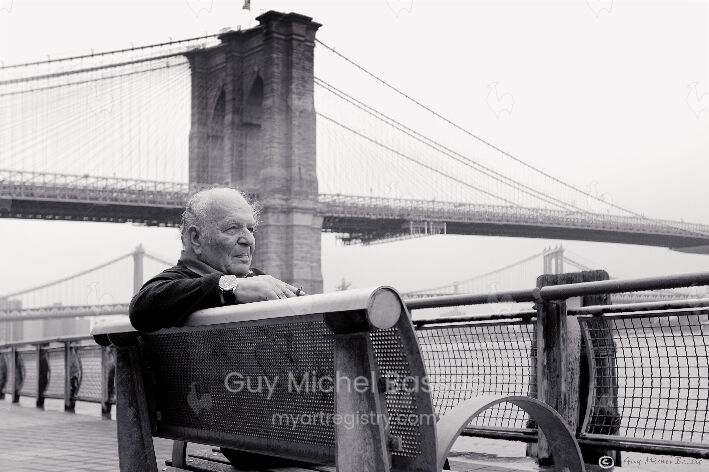 Joseph Tusiani at the Brooklyn Bridge NY