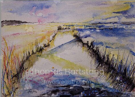Watercolour Print: Landschaft bei Maasholm / Landscape near Maasholm