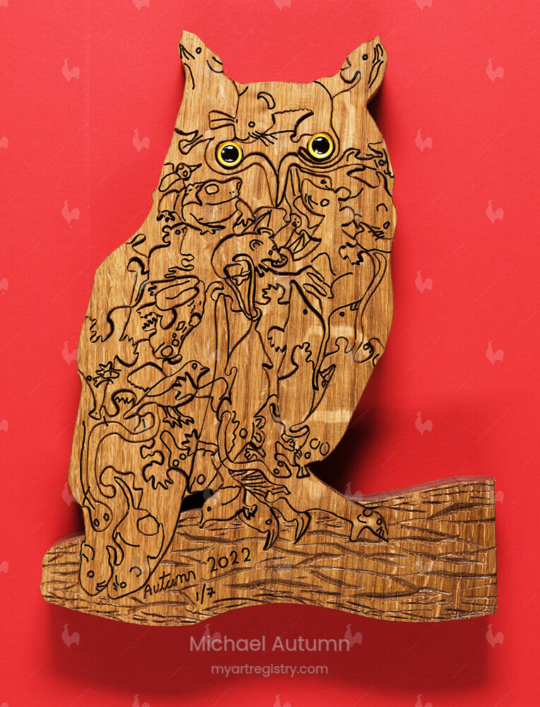 Long-eared Owl (Art Puzzle) - Solid Oak