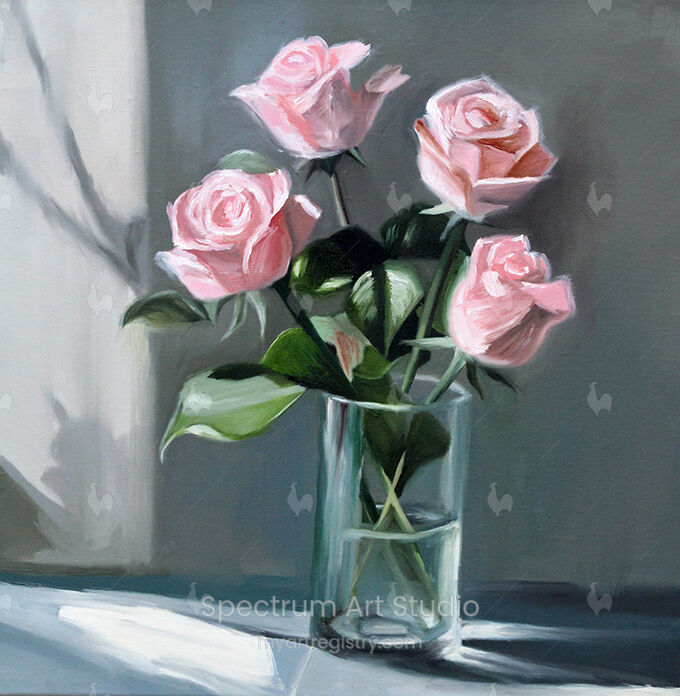 Pink Roses in Vase