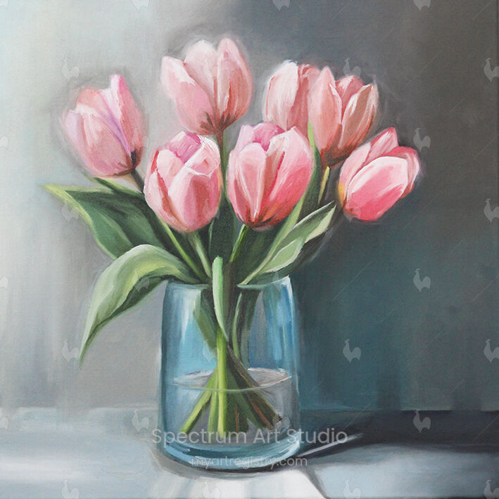 Pink Tulips in Vase A4