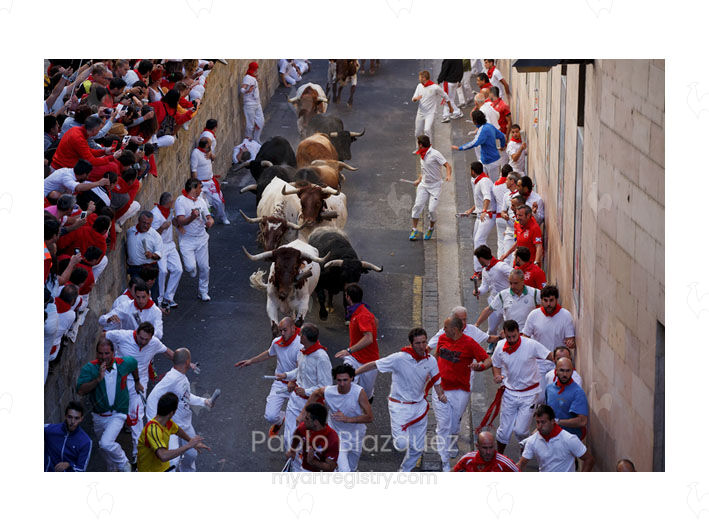 San Fermin Running of the Bulls at Santo Domingo Street