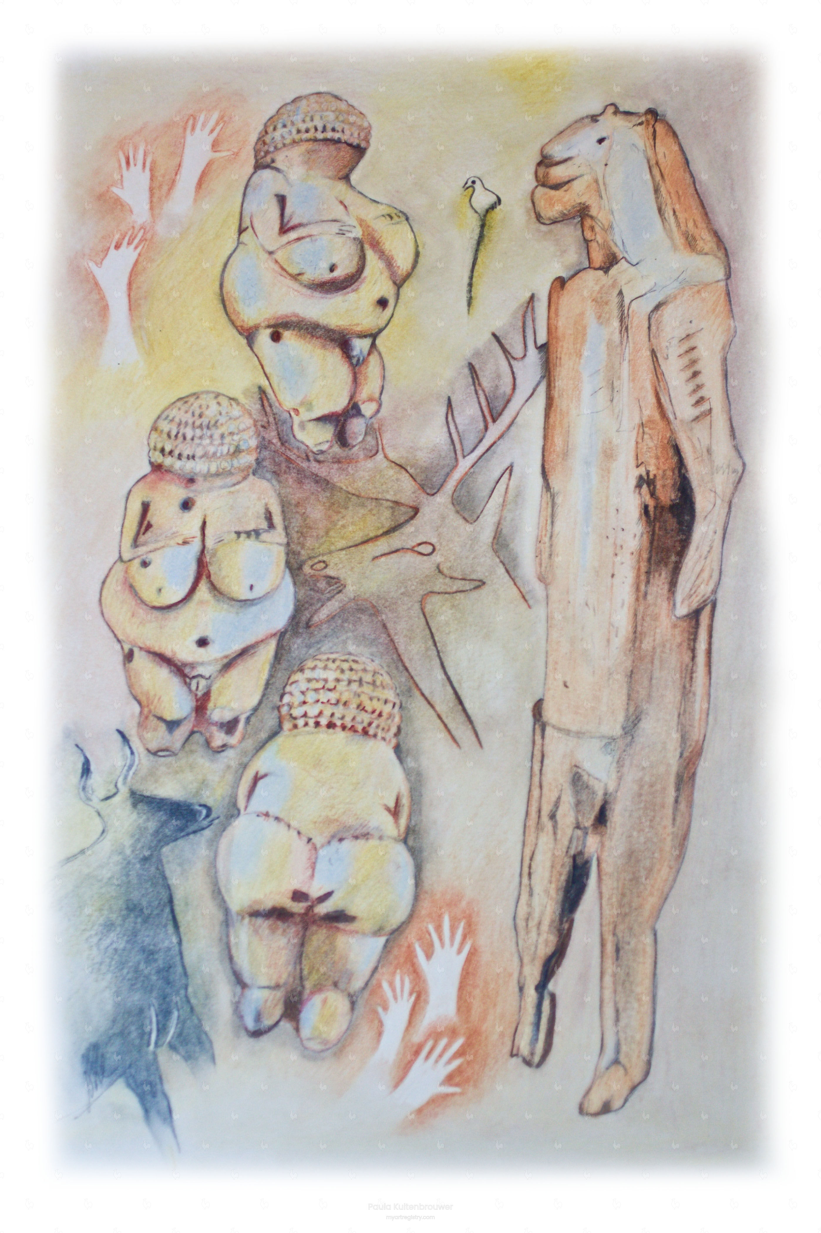 LIMITED EDITION (1 out of 10) Lascaux Art, Prehistoric Art Print, Shaman Art,...