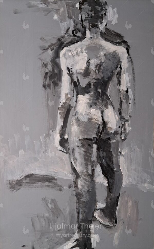 Rückwärtiger stehender Akt (Grisaille) | Standing Nude (Grisaille)