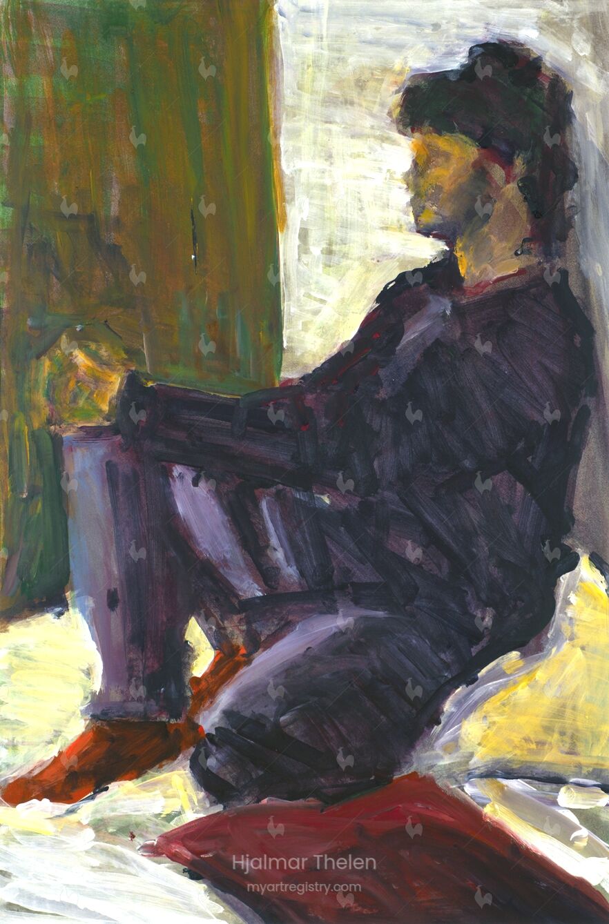 Junger Mann, auf dem Boden sitzend | Seated Man with Cushions