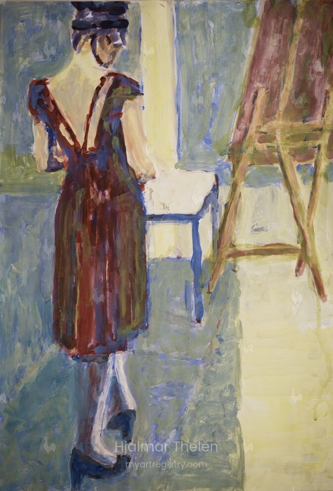 Frau im roten Cocktailkleid