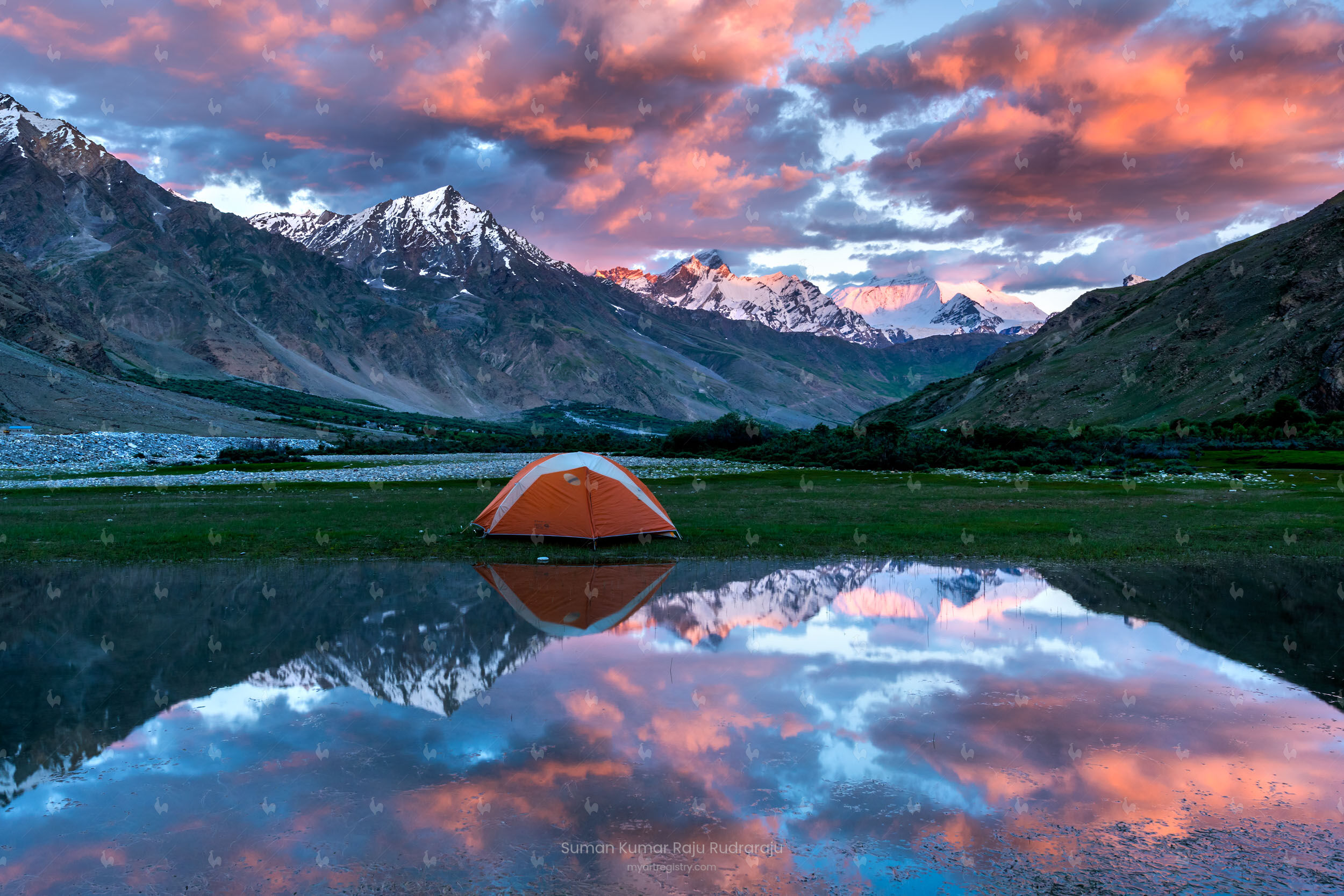 Twilight Reflections of Mt Nun and Kun,India