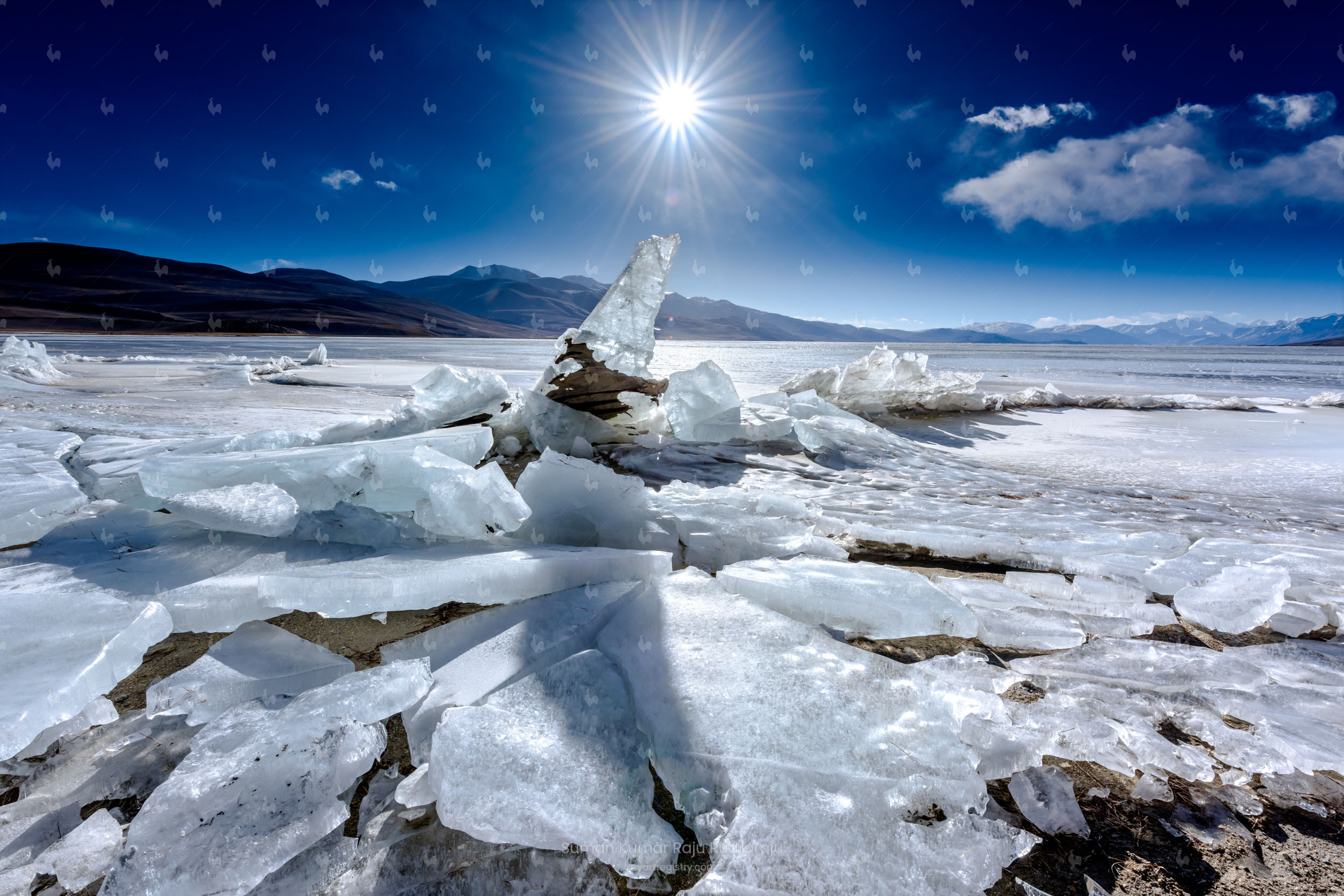 Frozen ice waves at Lake Tso Moriri,India 2/100