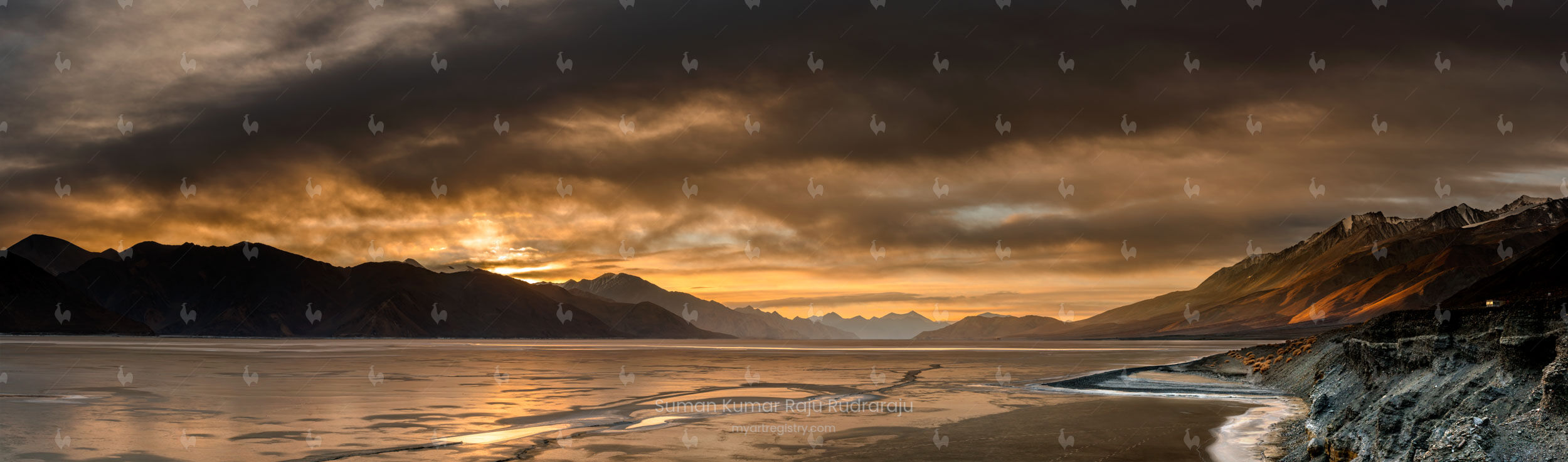 Frozen Pangong Tso Lake in winter,India