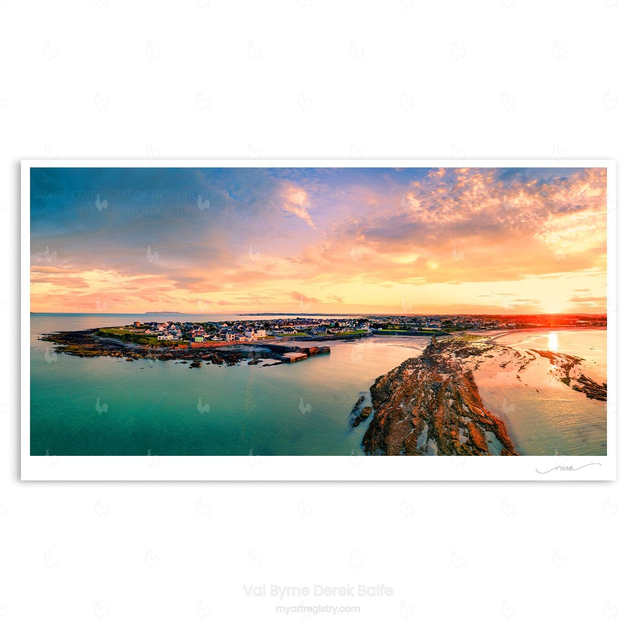 Lambay & Rush Harbour Aerial Sunset View