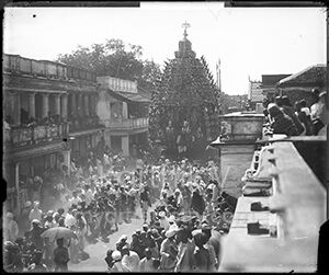 Parthasarathy Temple Car pulled by the Crowds, Madras