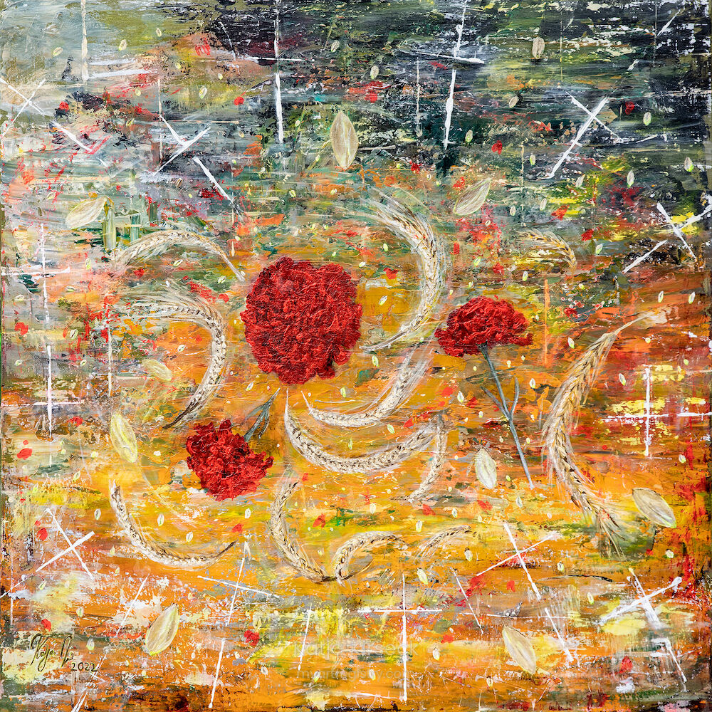 SEED, Acryl on Canvas, 100x100, Gemälde Nr. 34, 04/2022