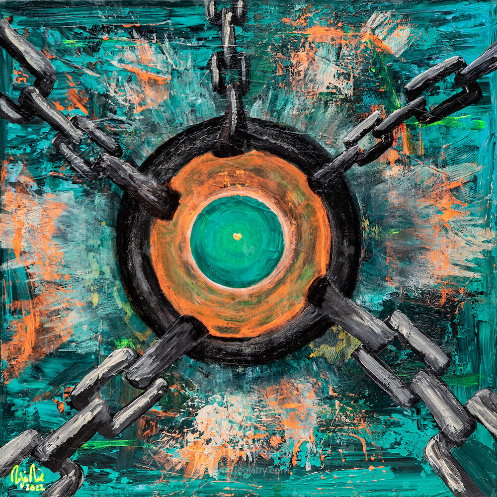 GOLDEN HEART, Acryl on Canvas, 40x40, Gemälde Nr. 33, 02/2022