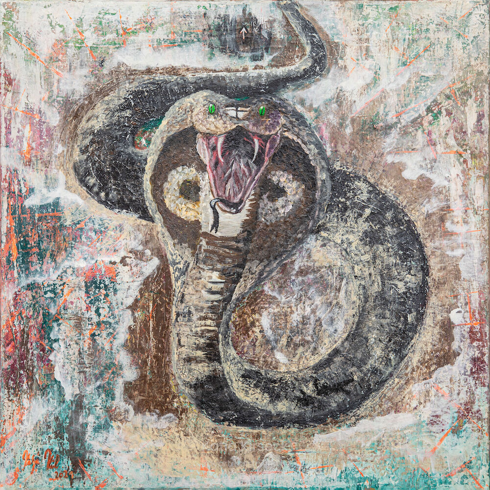ACHTUNG, Acryl on Canvas, 80x80, Gemälde Nr. 21, 06/2021