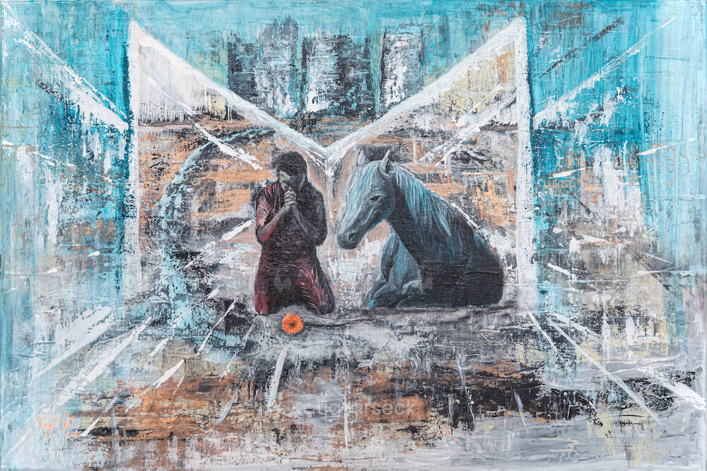 DANKE, Acryl on Canvas, 80x120, Gemälde Nr. 24,  07/2021